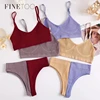 FINETOO Seamless Women Top Panties Set Cotton Tops Low Waist G-String Underwear Set Soft Active Wear Lingerie Fitness Crop Top ► Photo 1/6