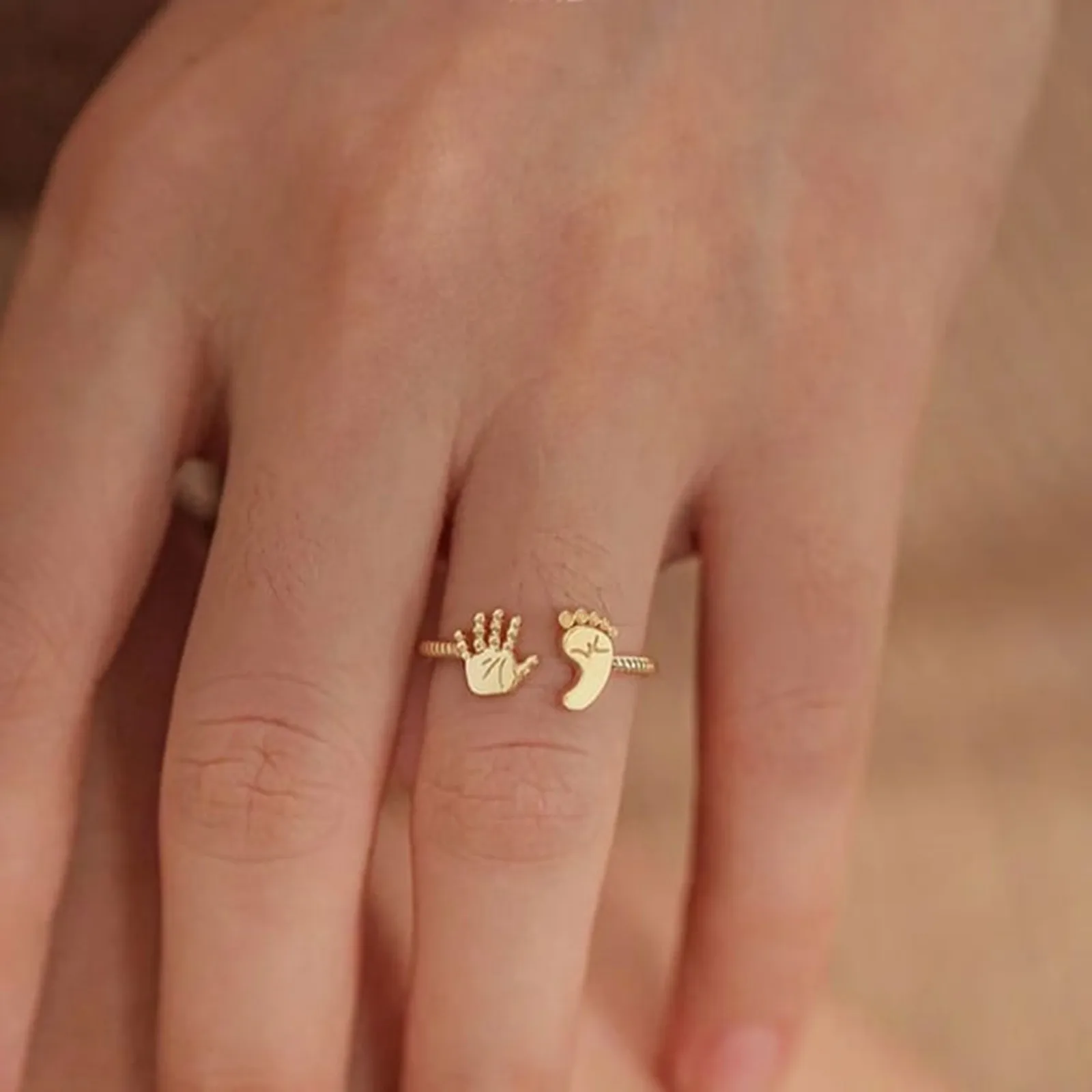 Exquisite Mother Baby Foot Ring Set