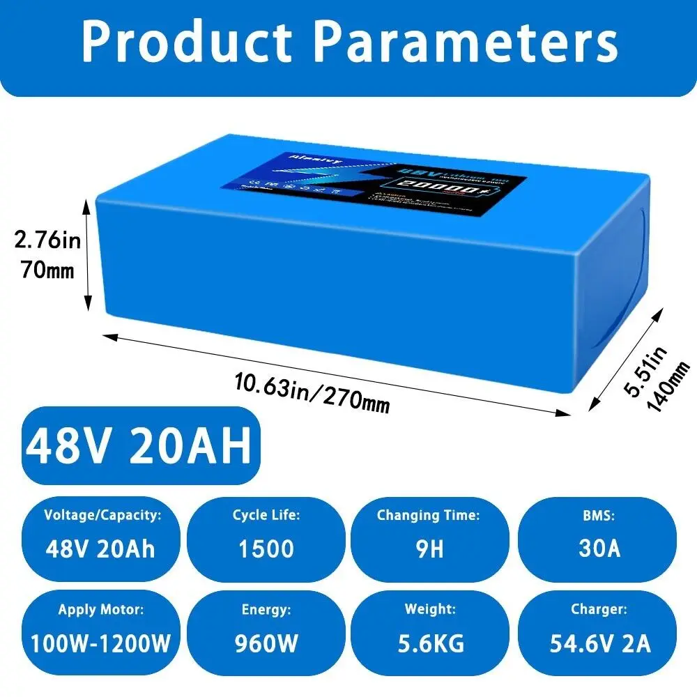48V 20Ah Lithium Battery Pack for Electric Bikes