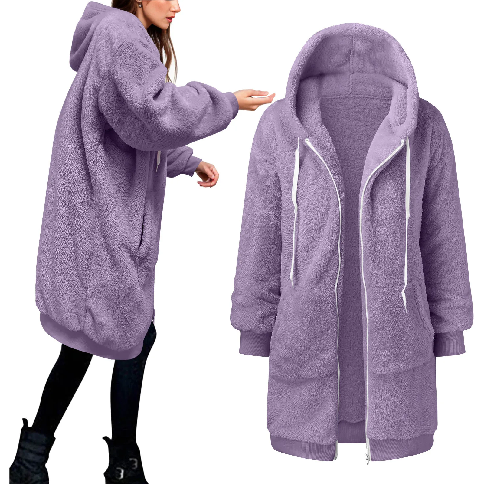 Women's Plus Size Casual Plush Zipper Hoodie