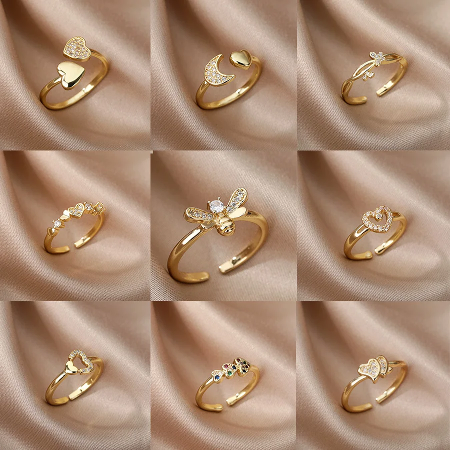 Elegant Open Adjustable Bee Butterfly Ring