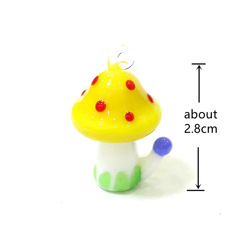 Mini Cute Mushroom Pendant Glass Charms Necklace