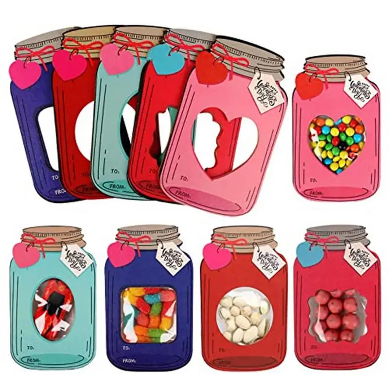 50Pcs Creative Mason Jar Cards for Valentine's Day