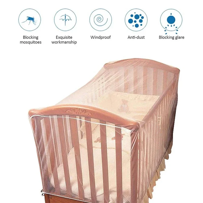 Crib Mosquito Net Summer Baby Bed Anti-mosquito White Mesh Cover Four Seasons Universal Foldable Breathable Crib Net 135*60*90CM